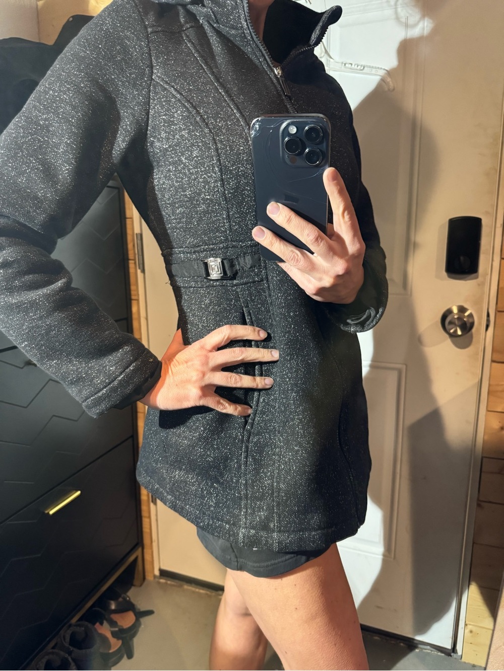Liz Claiborne Black Sparkle Midweight Coat